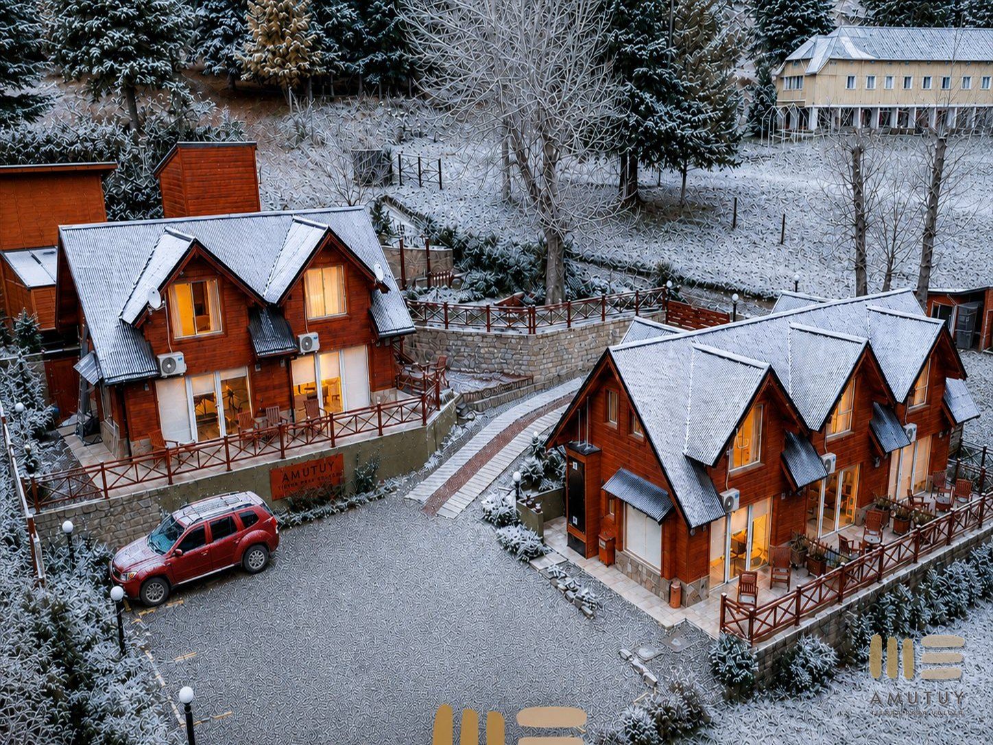 Las cabañas con nieve